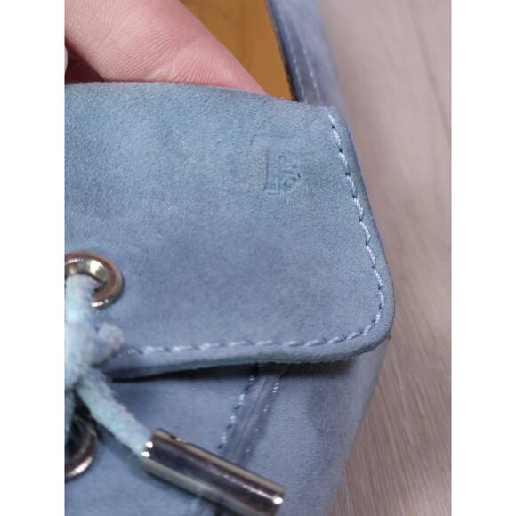 Tod’s Women’s Suede Loafers Size 8 – Light Blue Tassel Moccasins - Picture 5 of 12
